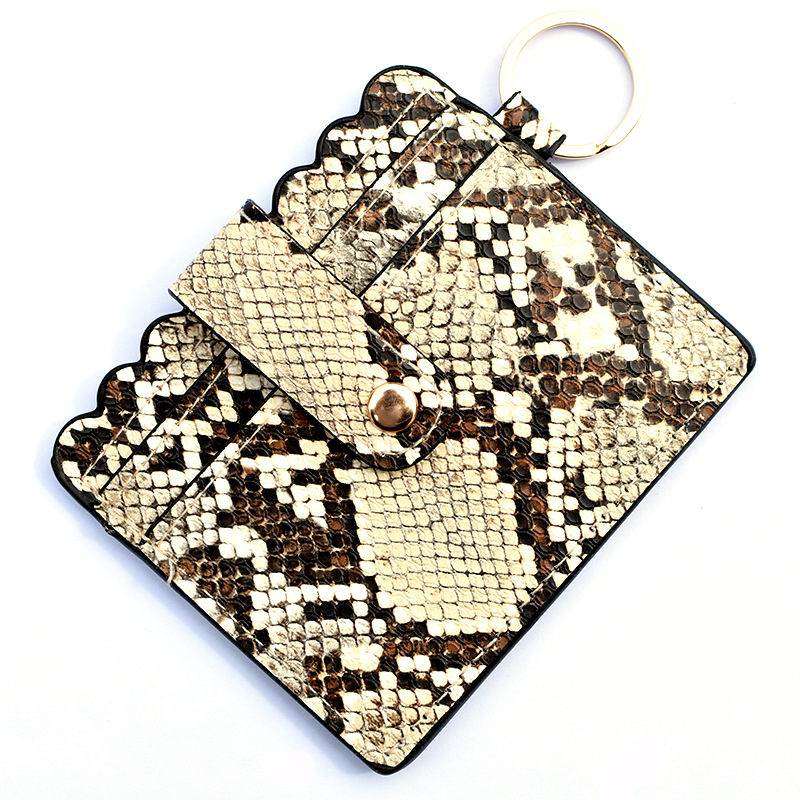 Cross-border Amazon PU leather leopard print keychain card holder bank card holder student bus ID card coin purse