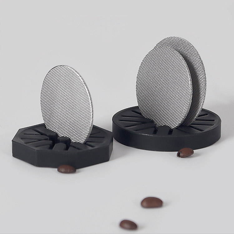 Italian coffee maker stainless steel sintered sheet storage holder handle powder bowl secondary water distribution screen filter silicone storage rack