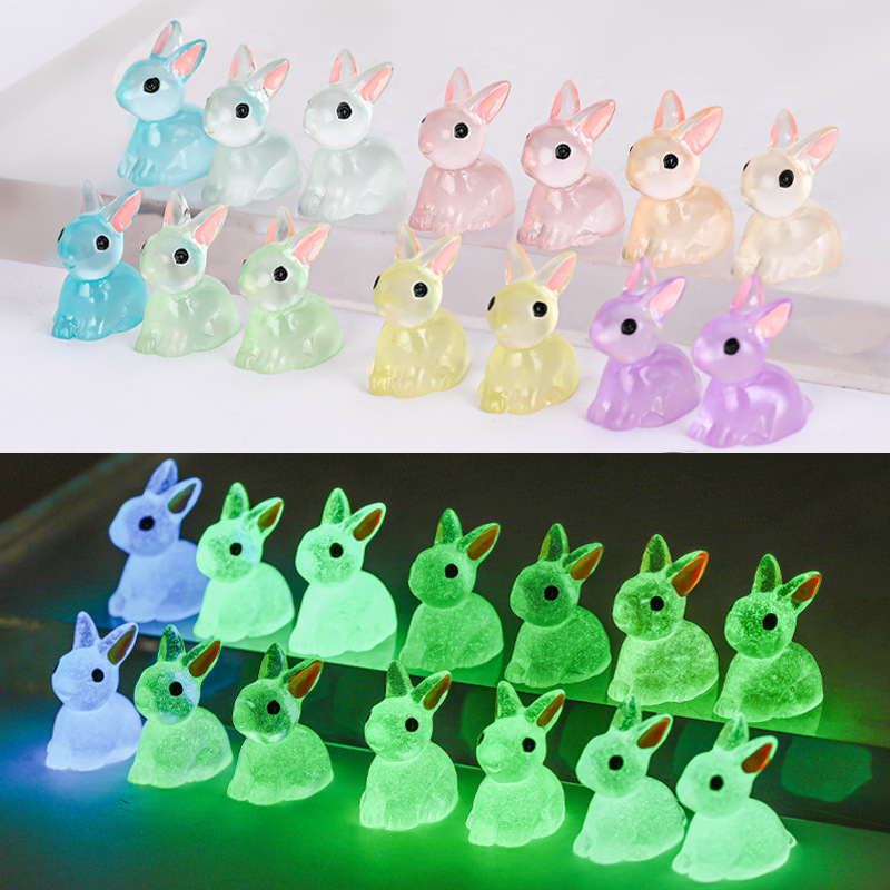 Luminous doll pendant-small ears rabbit Moss micro landscape ornaments creative ornaments jewelry resin technology