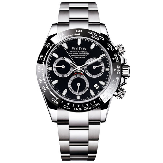Panda di hollow-out fake mechanical watch men's real three-eye luminous calendar waterproof foreign trade cross-border TikTok fast hand