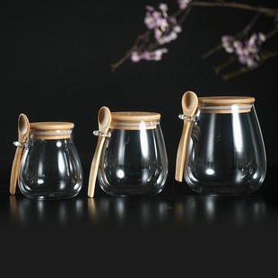 Multi-Grain tea jar with spoon lid storage jar large capacity transparent glass multi-grain snack storage sealed jar tea jar
