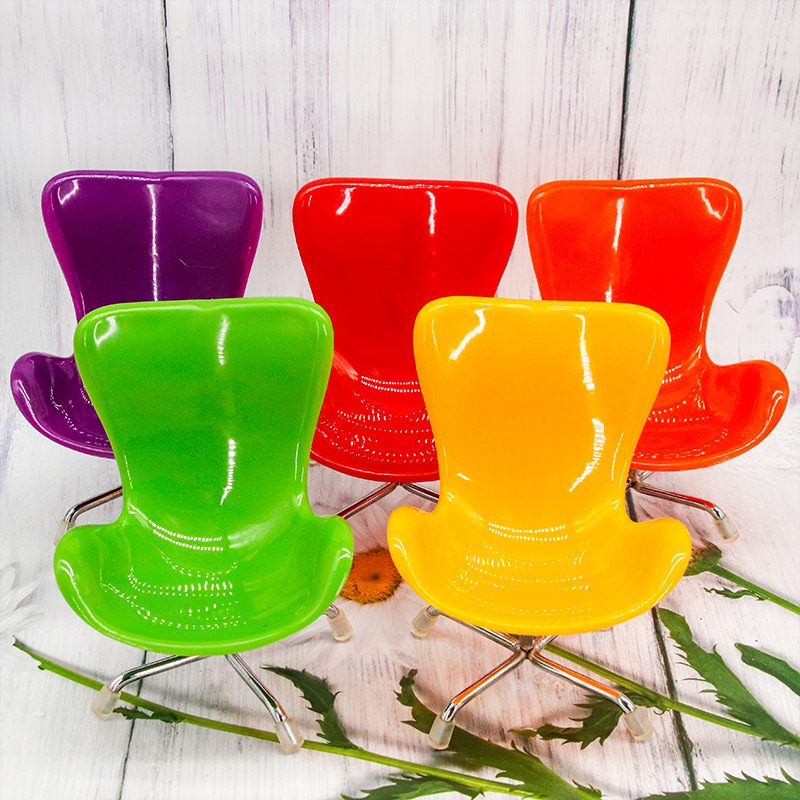 Toy accessories chair mini doll house 6 points furniture bjd rotating plastic stainless steel office shooting props