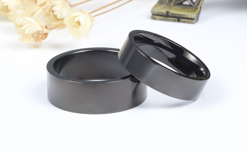 Titanium steel Japanese and Korean style 18K gold simple ring ins plain ring smooth stainless steel men's female Joint ring R359