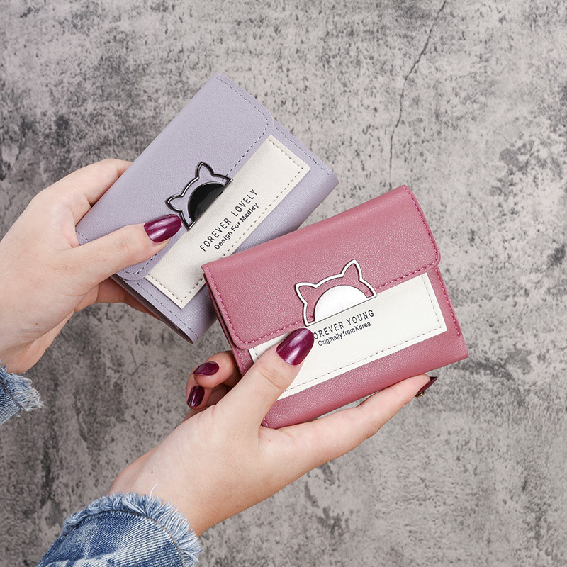 Factory direct new small wallet women's short Korean fashion folding personality students cute mini fashion wallet