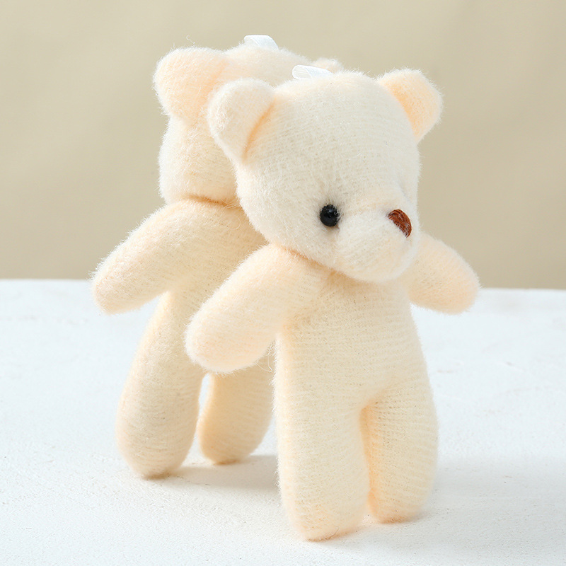 Plush Toy Conjoined Bare Bear Keychain Backpack Pendant Beige White Bear Doll Big Head Conjoined Bear Doll