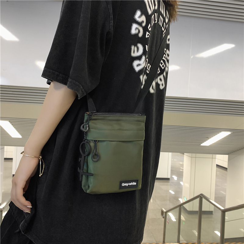 Trendy cool personality Hong Kong style small shoulder bag Square small bag sports trendy fashion mobile phone bag Shoulder Bag Ladies Men's bag