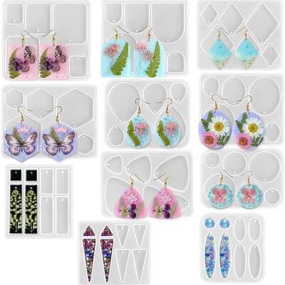 Amazon New Earrings Pendant Silicone Mold Arch Polygonal Necklace Epoxy Drop Glue Mold Set