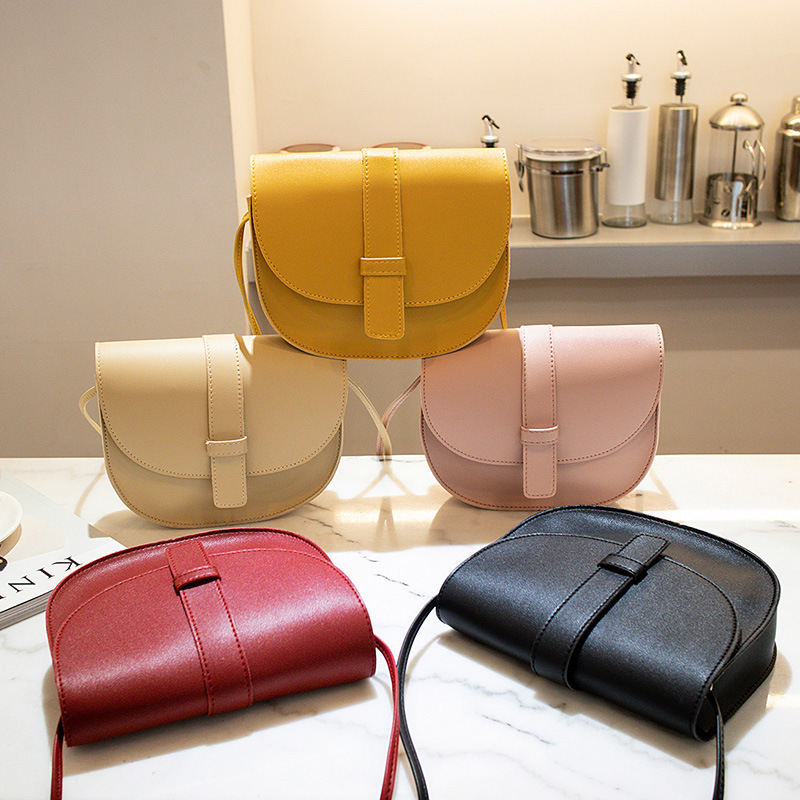 Trendy Solid Color Saddle Bag 2020 Japanese-Korean Style Shell Women's Bag Shoulder Bag Crossbody Personalized Mobile Phone Small Bag