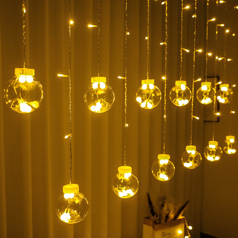 願い事のボールのledのカラーライトのカーテンの明かりは満天の星の部屋の寝室の丸いボールの装飾の明かりの多いシーンの雰囲気の配置をつなぎます。|undefined