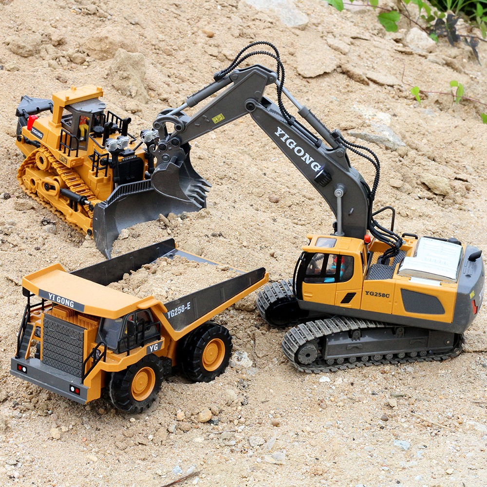 Remote control excavator alloy engineering vehicle series boy bulldozer remote control car toy cross-border children's car gift