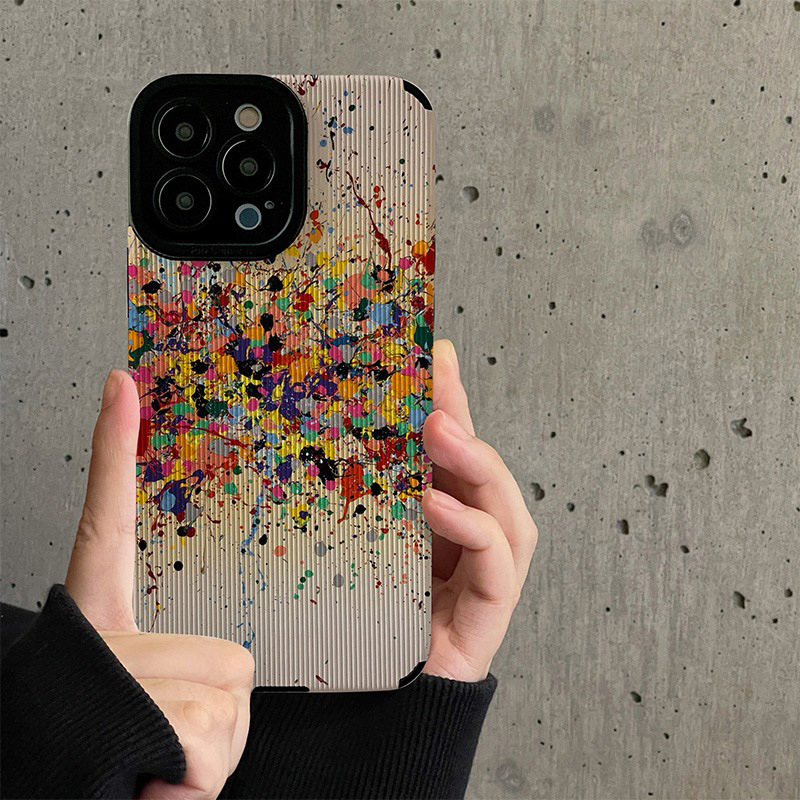 適用蘋果彩色潑墨油畫iPhone15ProMax手機殼14小眾12高級13創意xr