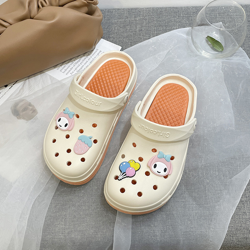eva hole shoes women's summer cute outerwear girl's trendy non-slip nurse office bag beach toe sandals wholesale