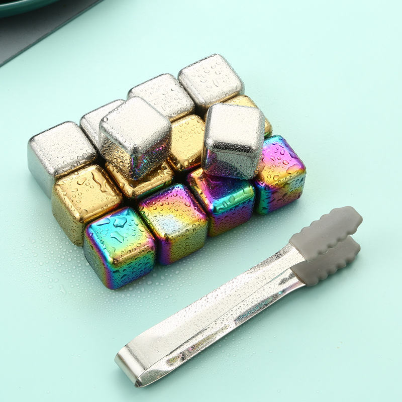 304 stainless steel ice cube creative wine set quick-frozen iced metal ice cube food grade whisky ice wine stone set