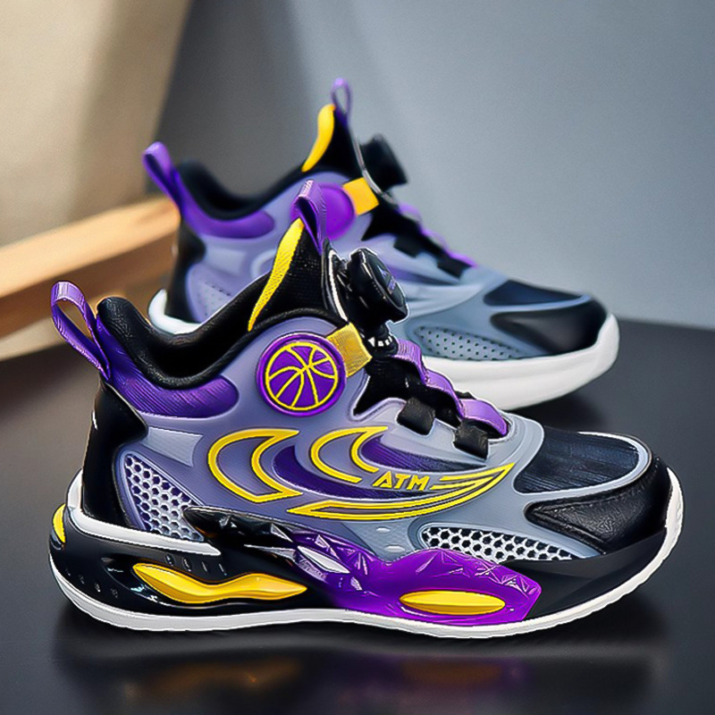 Astro children's Spring and Autumn 2023 boys' mesh basketball shoes rotating buckle new sneaker boys' breathable