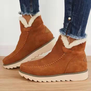 Foreign trade large size women's boots 2022 winter New Ladies thick-soled cotton boots solid color set feet warm short boots