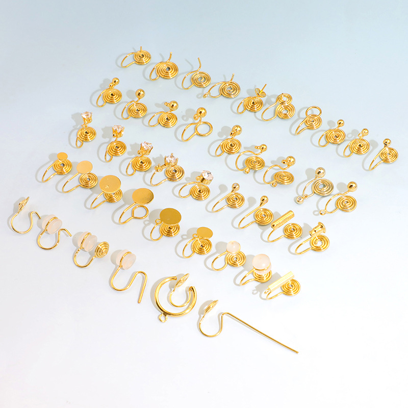 Mosquito coil painless ear clip conversion Jewelry earrings accessories diy non-piercing converter copper plating 18K real gold