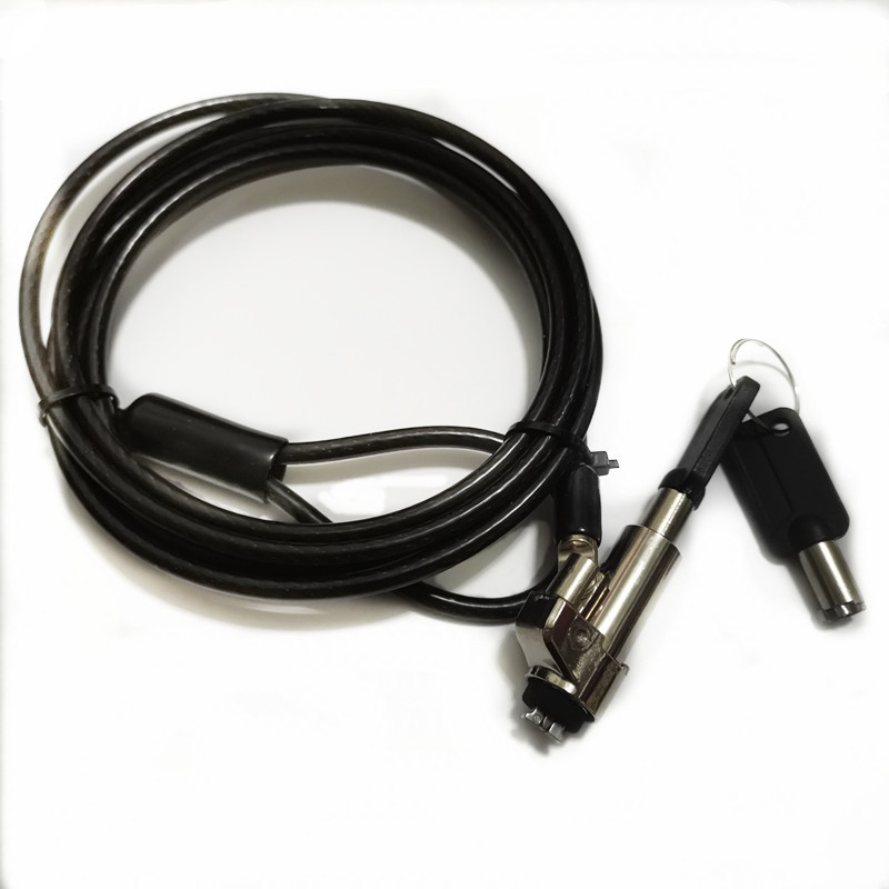 Zinc alloy laptop lock security anti-theft lock with management key 6*2.5mm black steel wire rope 1.8 meters