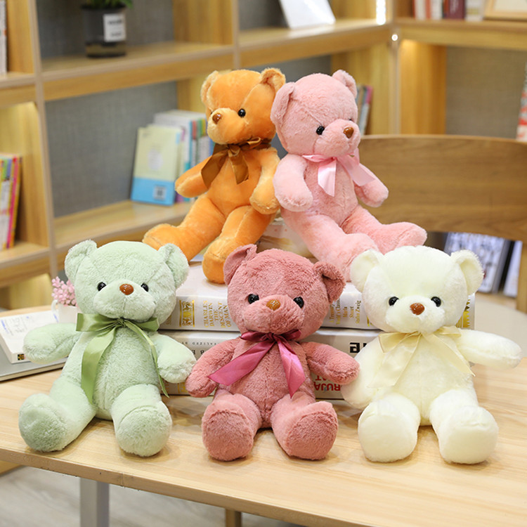 Colorful teddy bear doll ten-color Bear plush toy grab machine doll floor push wedding throwing bear logo production
