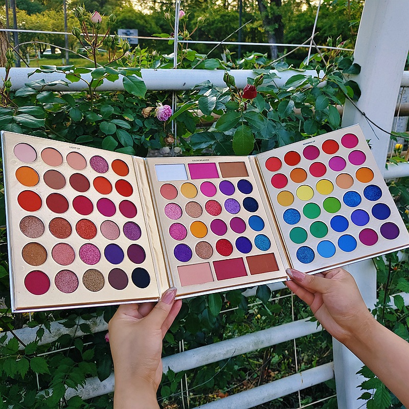 Foreign trade cross-border exclusive 86-color tri-fold multi-color eye shadow plate pearlescent matte glitter sequins European and American eye shadow makeup plate