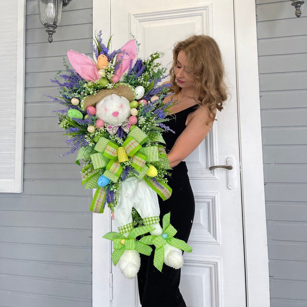 Osterhasenkranz Home Türschild Simulation Pflanzentür Hängende Dekorationen Unabhängige Station Explosionen_voghion.com