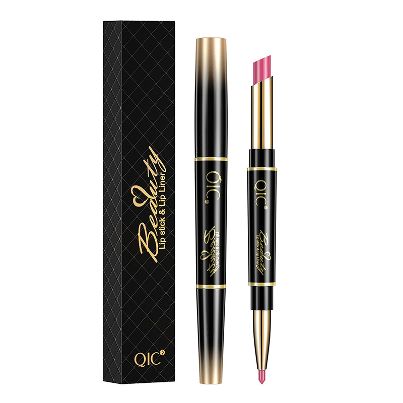 QIC Lipstick Lip Liner Double Head 2-in -1 Live Online Celebrity Recommended Makeup Rotating Lip Liner Draw Lipstick