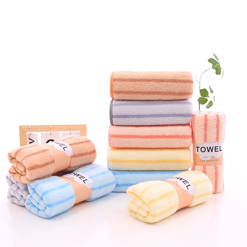 Spot coral fleece high density warp knitted towel soft absorbent face towel color bar cationic towel gift wholesale