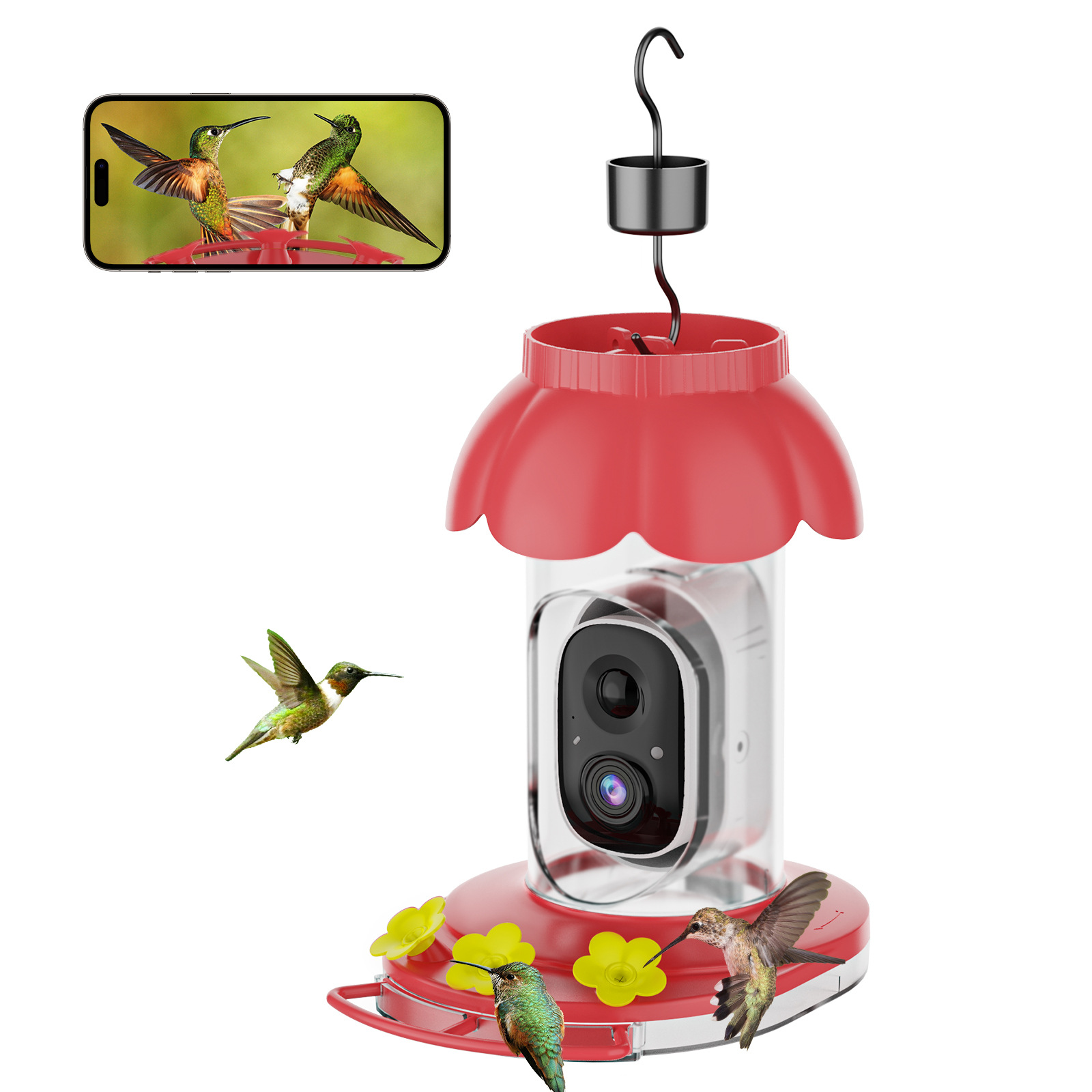 Amazon Low Power Solar cross-border hummingbird feeder bird feeder bird watching intelligent AI recognition camera