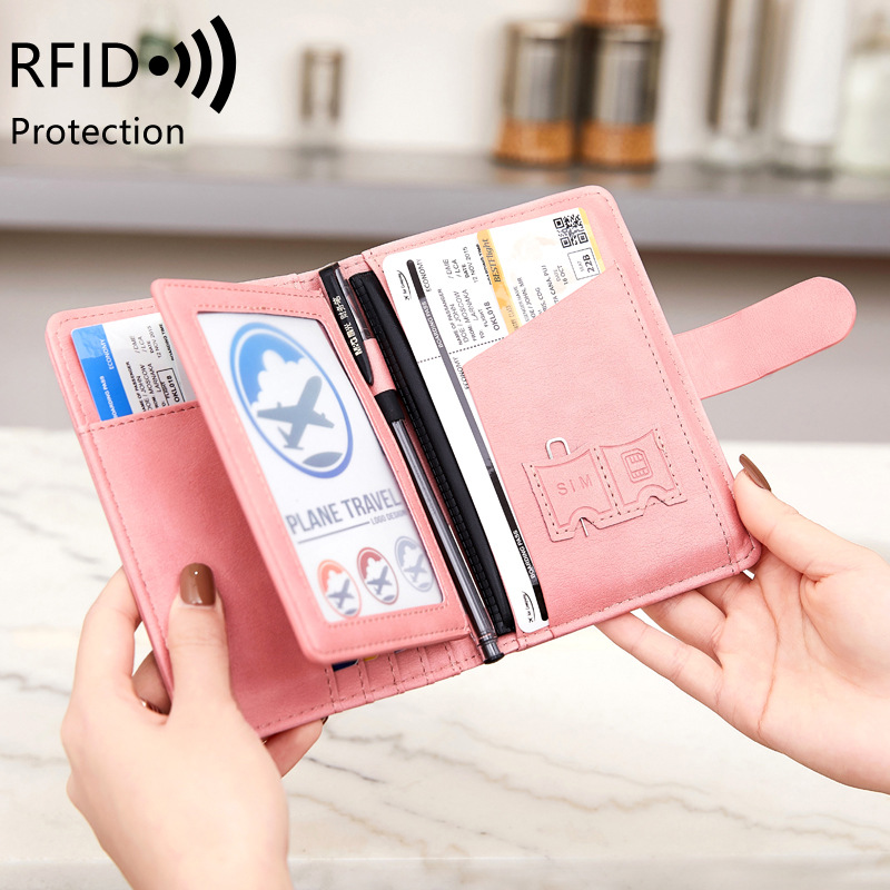 Passband Bag Multi-function ID Bag Storage RFID Anti-theft Brush Passband Holder Simple Fashionable Large Capacity Card Holder Leather Case