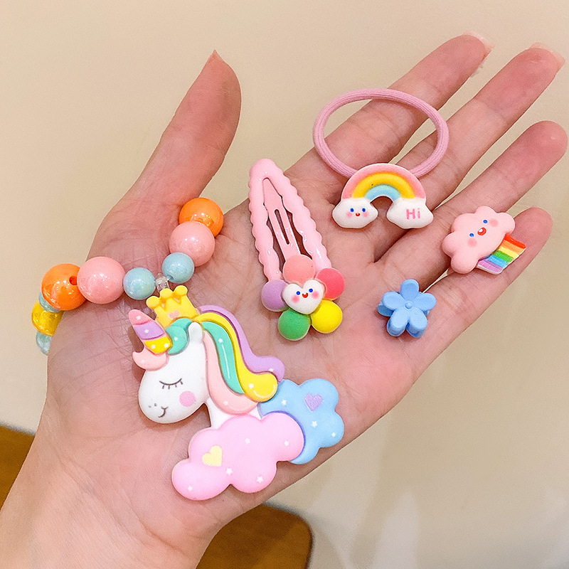 New children's princess necklace suit school opening gift kindergarten prize shop girls' hair accessories gift box jewelry wholesale