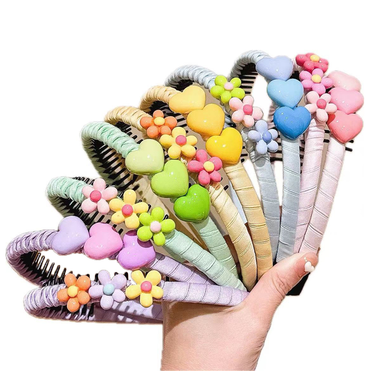 Children's cartoon toothed headband girls' broken hair finishing artifact cute non-hurt hairpin headdress non-slip hair pressing headband