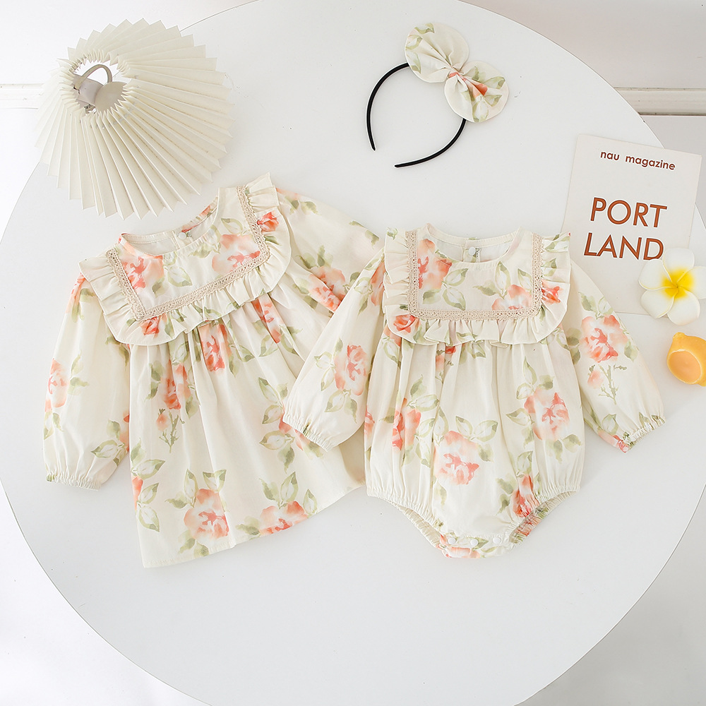 Baby clothes spring diaper coverall one-piece autumn children's clothing girls' baby pajamas crawling suit skirt girls' dress 