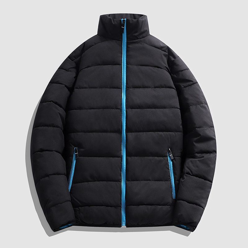 Cross-border foreign trade Men's stand collar casual cotton-padded coat winter New plus size loose zipper contrast color fashion cotton-padded coat