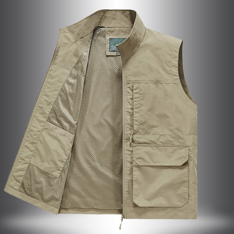 Men's Workwear Casual Vest Men's Shoulder Ware Outdoor Photography Vest Men's Middle-aged Fishing Large Size Loose Multi-pocket