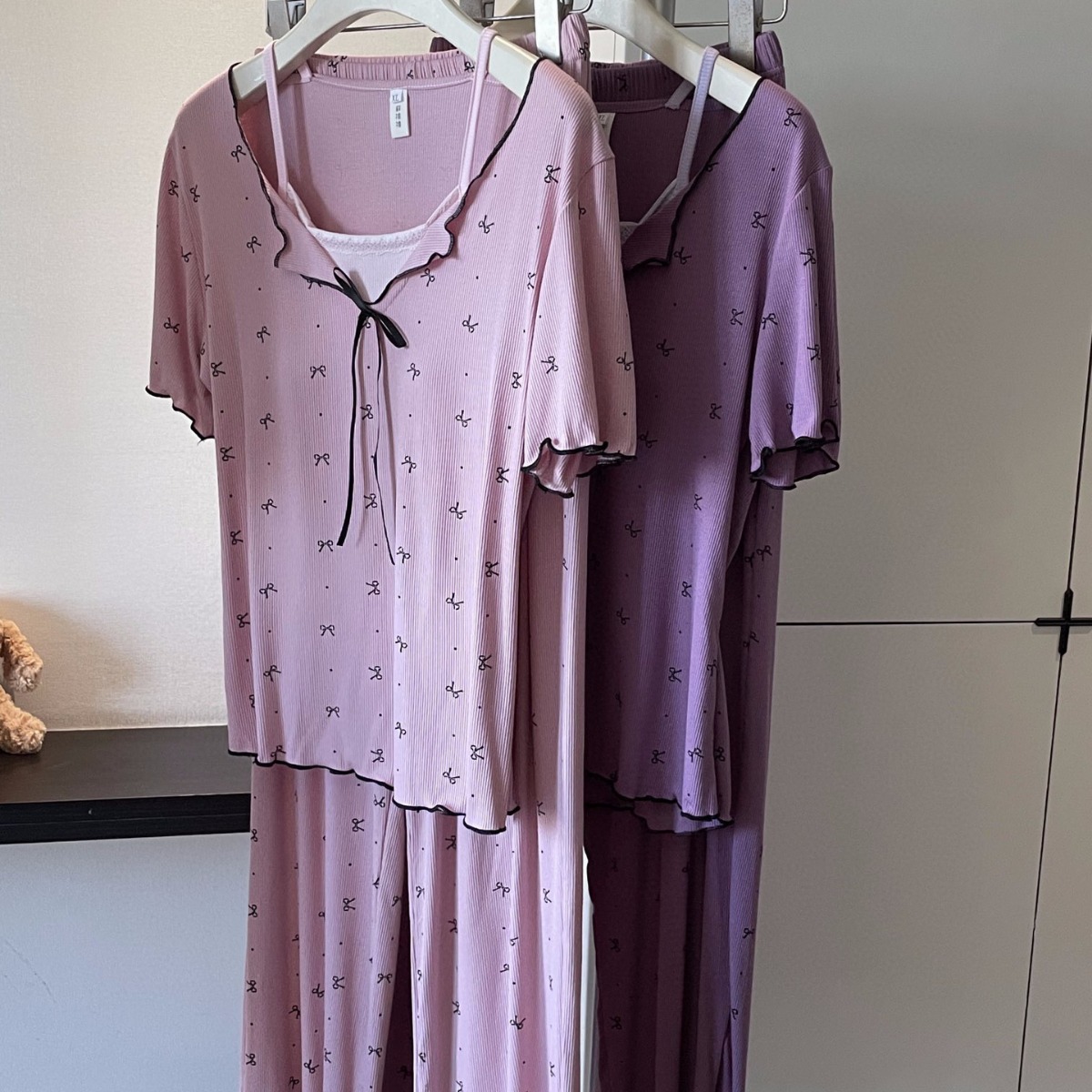 Girl Butterfly suit Women's Modal with Chest Pad Cup Sweet Princess Style Pajamas Short Sleeve
