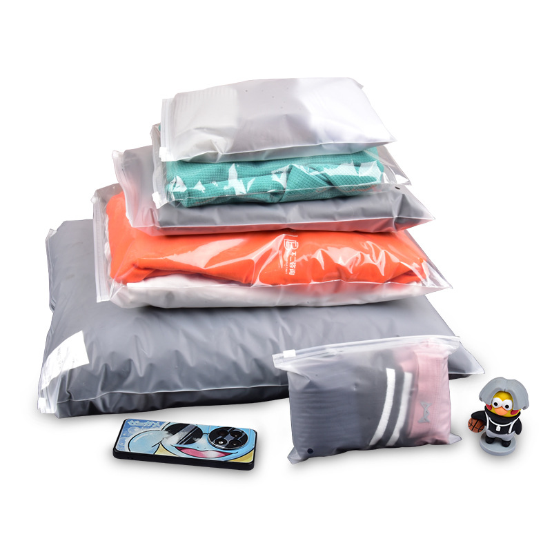 50 Pack Frosted Zipper Bag Socks Storage Clothes Garment Bag Custom Wholesale Plastic Transparent Self-sealing Packaging Bag