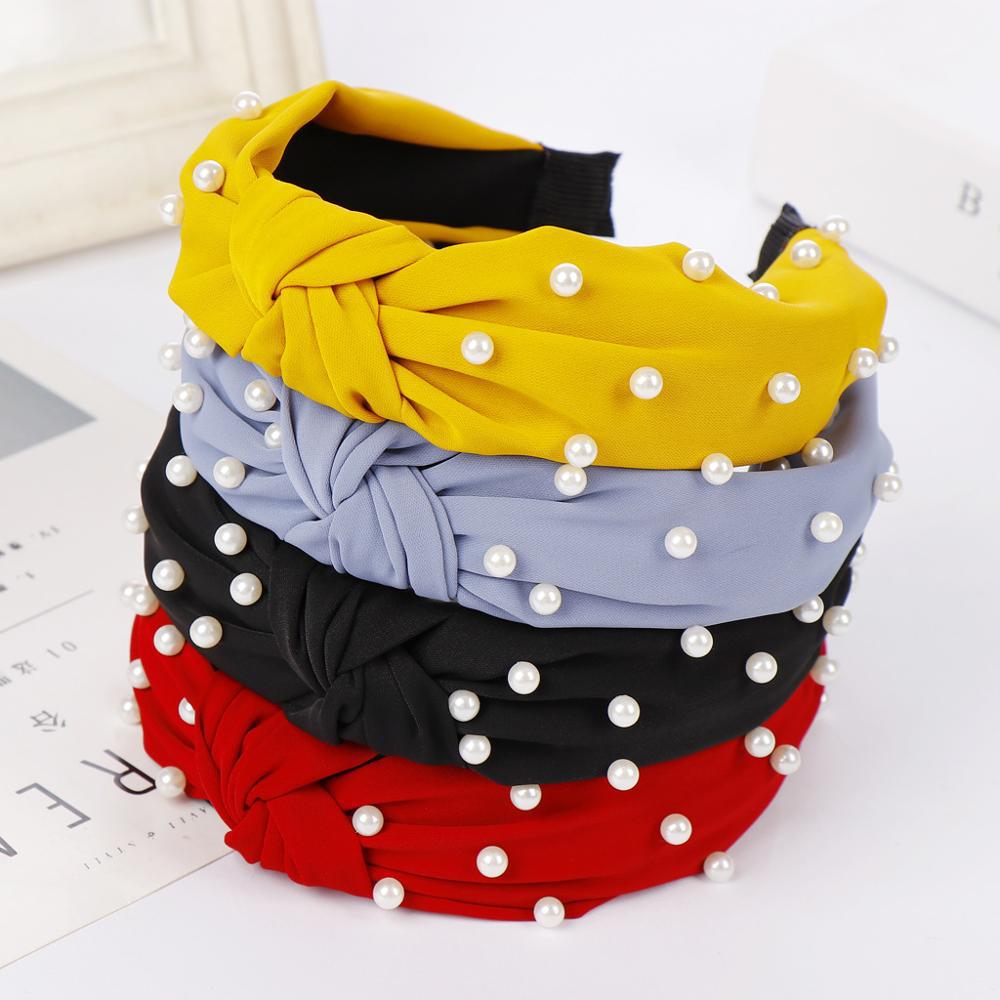 Fabric wide-brimmed hair hoop ins sweet pearl fabric hair hoop knot wash hair accessories hair hoop wholesale