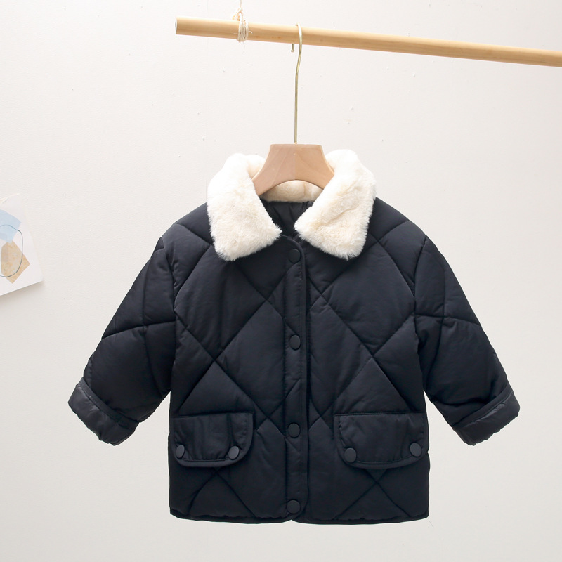 Autumn and Winter new children's cotton-padded coat boys and girls fur collar thickened warm coat children's Korean-style children's cotton-padded coat