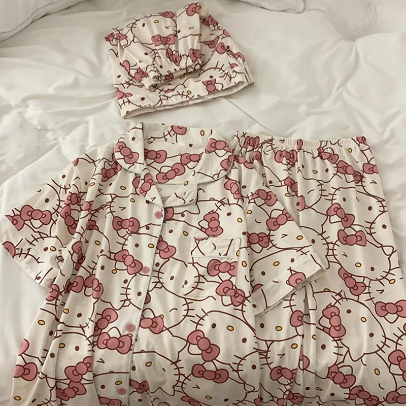 New Ins Style Hello Kitty hellokitty Home Clothes Pajamas Winter Women's Cute Sweet in stock Wholesale