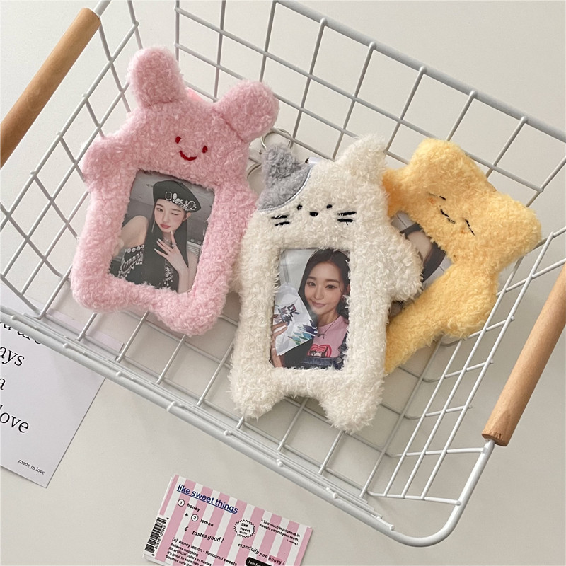 Korean 1:1 butter cat rabbit plush card set portable ins Wind campus meal card Love Bean display pendant
