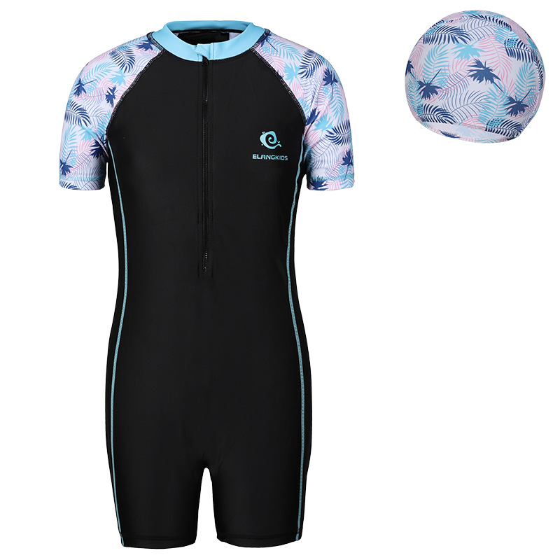 2024 New year children's swimsuit girls' one-piece professional sports swimming pool teenagers girls' swimming cap