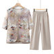 Grandma 2024 New Fake Two-piece Shirt Middle-aged and Old Spring National Style Printed Top Female Mother Spring and Summer Shirt