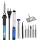 Small temperature control blue European standard +5 Heads + tin Sucker + tin tube + curved tip tweezers + iron frame