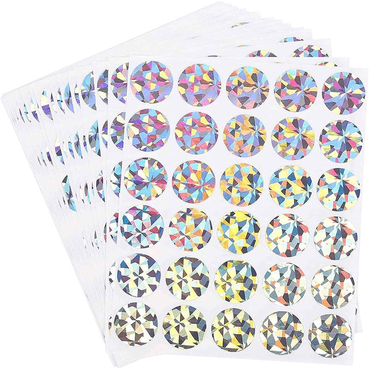 Foreign trade hot spot 1 inch round laser scraping paper label DIY holographic scraping music scraping card sticker