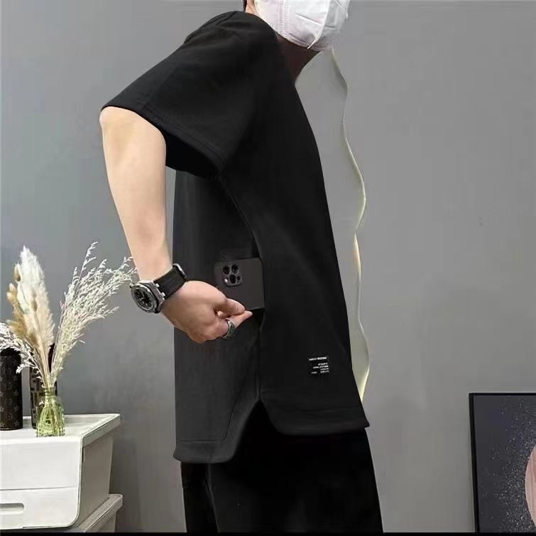Hidden Pocket Half Sleeve Top Cool Breathable Men's Short Sleeve Round Neck Summer Fashionable Loose plus size T-Shirt