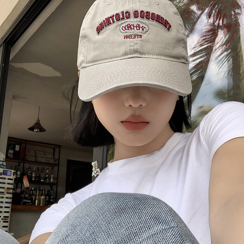 Korean style face-looking small baseball cap Women's wide brim plus size widened peaked cap Japanese style simple big head circumference all-matching hat