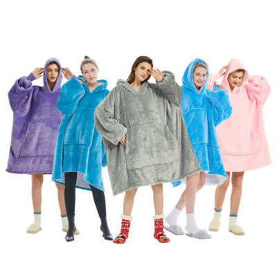 Amazon Hooded Lazy Blanket plus size Casual Lazy Clothes Flange Lamb Fleece Sherpa TV Blanket Wearable