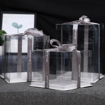 Wholesale cake box 6 inch 8 inch 10 inch 12 inch high baking three-in-one double layer birthday transparent cake packaging box