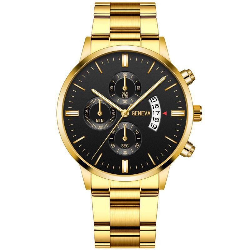 Heißes Angebot Explosive Drei-auge herren Stahl Gürtel Uhr Business Freizeit Kalender Quarzuhr männer Spot_voghion.com