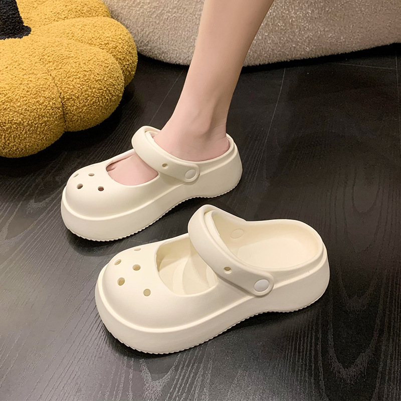 Non-slip slippers women's summer outdoor wear popular high-rise hole shoes 2023 new soft bottom garden two-way beach shoes