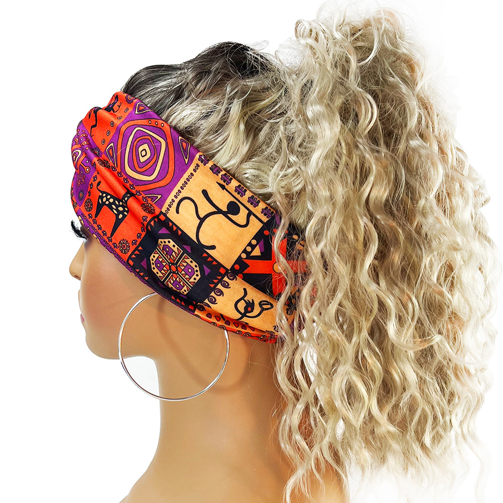 New printed hair band Sports sweat-absorbent elastic hair band Europe and the United States cross-border headband multi-color spot wholesale
